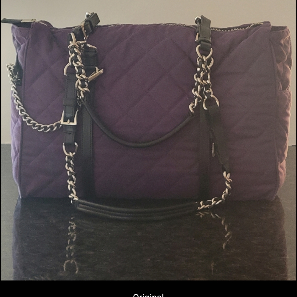 SALE!!!!💯Authentic Prada Tessuto Metallo Vintage Shoulder Bag In Violet - Picture 3 of 4